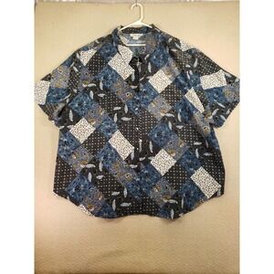 VTG Brody Myles Top Womens 6X Multicolor Button Up Floral Short Sleeve Hawaiian